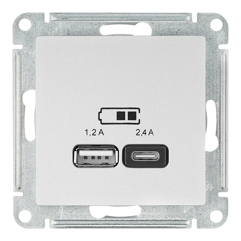 Изображение товара Встраиваемая алюминиевая розетка USB Systeme Electric AtlasDesign IP20