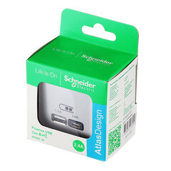 Розетка USB Systeme Electric AtlasDesign встраиваемая алюминий USB-A/ Type-C (ATN000339) - фото 3