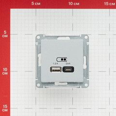 Розетка USB Systeme Electric AtlasDesign встраиваемая алюминий USB-A/ Type-C (ATN000339) - фото 2