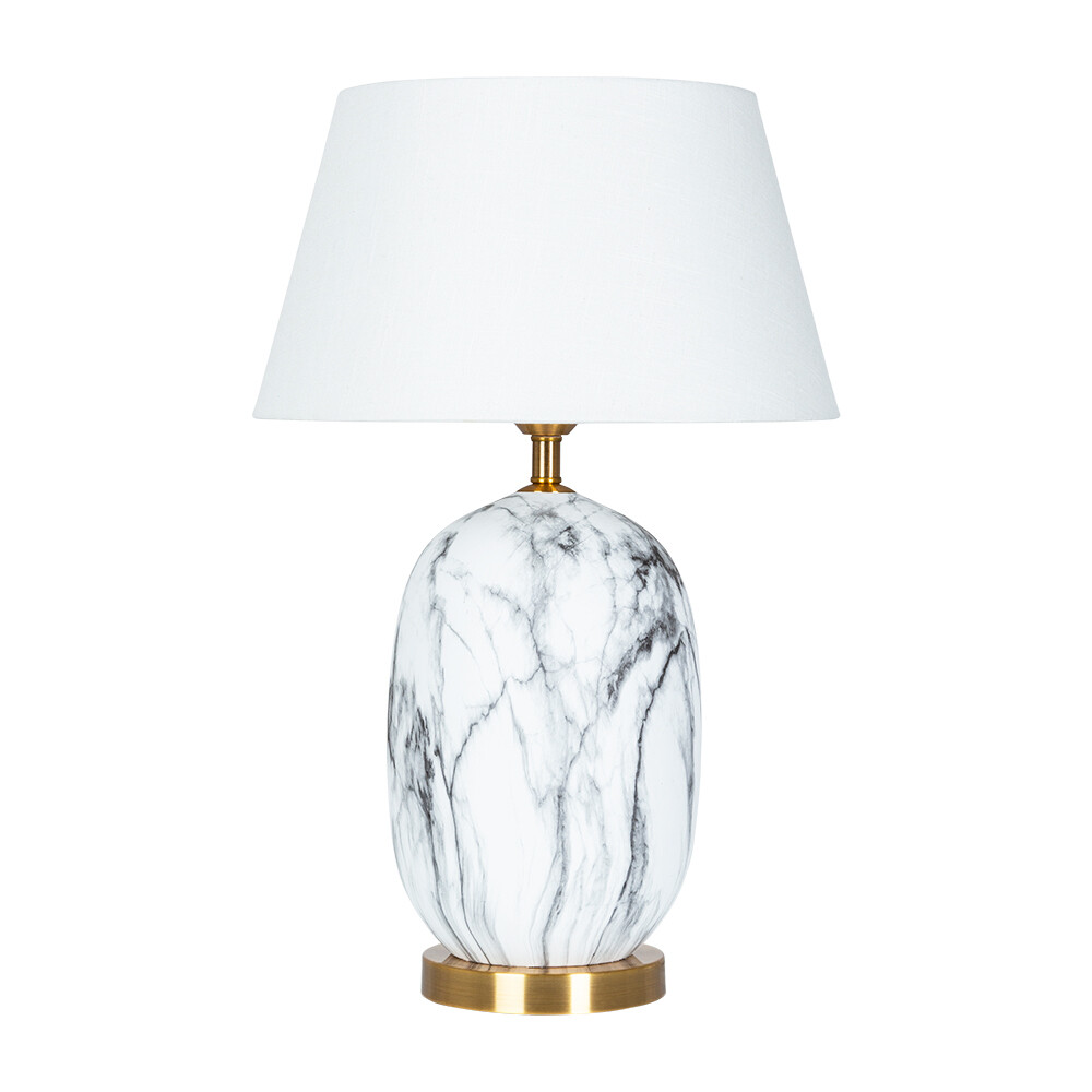 Изображение товара Настольная лампа Arte Lamp Sarin с белым текстильным плафоном E27 40 Вт
