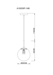Светильник подвесной Arte Lamp Volare E27 60 Вт 2 кв.м (A1920SP-1AB) - фото 2
