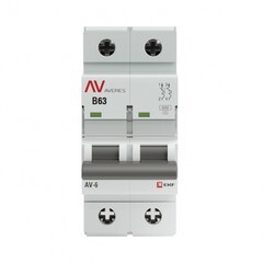 Автоматический выключатель модульный EKF Averes AV-6 2Р 63А тип B 6 кА 230 В (mcb6-2-63B-av) - фото 2