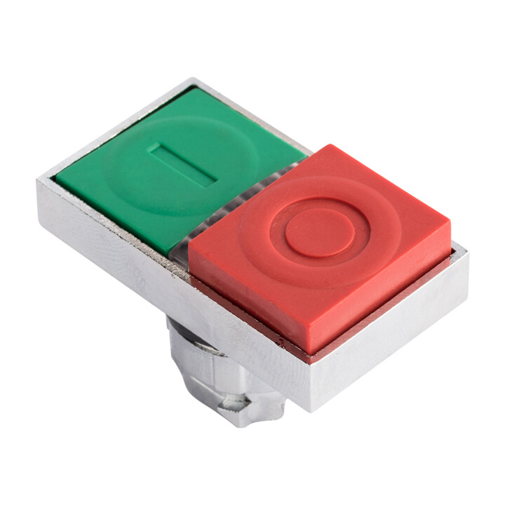 Изображение товара Кнопка прямоугольная EKF PROxima XB4 220 В IP54 с подсветкой пуск-стоп красно-зеленая (XB4BW84)
