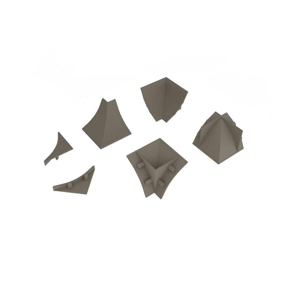 Изображение товара Комплект заглушек и уголков для плинтуса 56х30х7 мм антрацит Korner