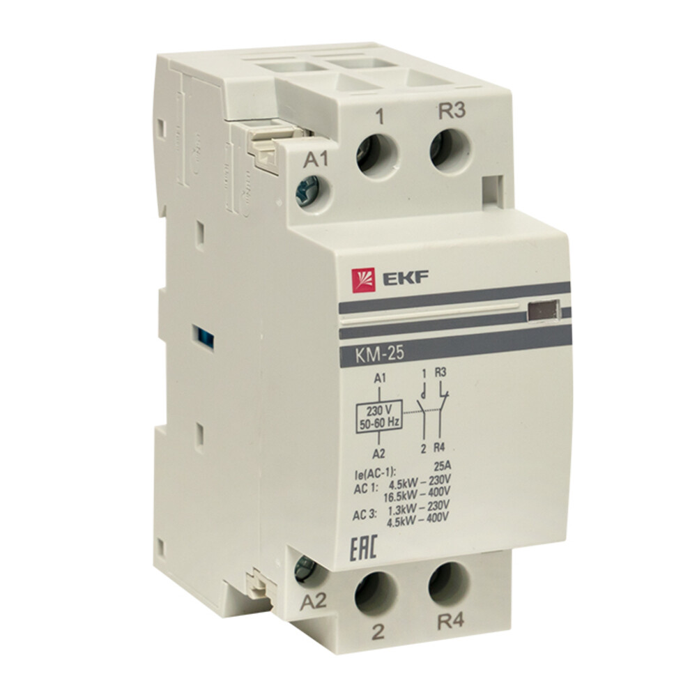 Контактор модульный EKF PROxima 400 В 25 А тип AC 1НО+1НЗ (km-2-25-11)