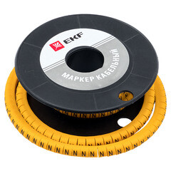 Изображение товара Маркеры кабельные (клипсы) EKF PROxima 3-4,2 мм буква N желтые (1000 шт.) (plc-KM-2.5-N)