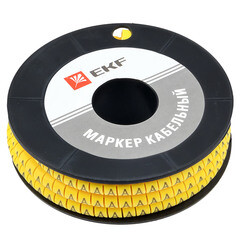 Изображение товара Маркеры кабельные (клипсы) EKF PROxima 3,6-6,4 мм буква А желтые (500 шт.) (plc-KM-4-A)