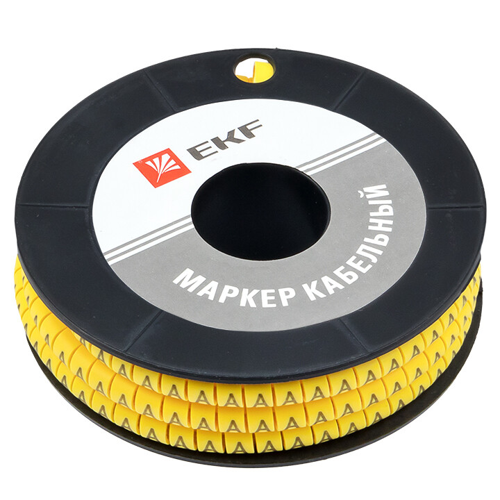 Изображение товара Кабельные клипсы маркеры EKF PROxima буква А желтые 500 шт.
