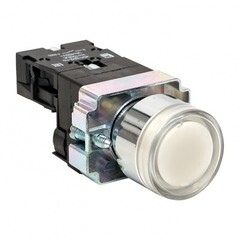 Кнопка плоская EKF PROxima BA21 24 В IP40 без фиксации с подсветкой белая (xb2-bw21-24) - фото 1