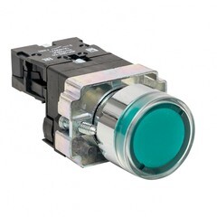Изображение товара Кнопка плоская EKF PROxima ВА31 230 В IP40 без фиксации с подсветкой зеленая (xb2-bw31-230)