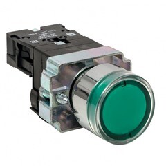 Кнопка плоская EKF PROxima ВА31 24 В IP40 без фиксации с подсветкой зеленая (xb2-bw31-24) - фото 1
