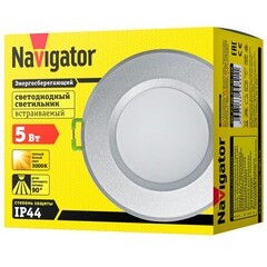 Светильник встраиваемый светодиодный серый 5 Вт 3000К IP44 Navigator ДВО (94821) - фото 10