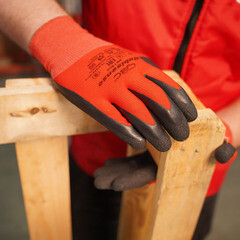 Перчатки полиэфирные с латексным обливом СВС Рубисенс красно-черные / черно-черные L - фото 21