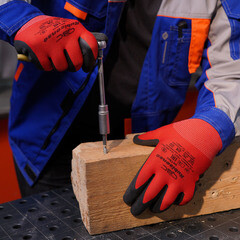 Перчатки полиэфирные с латексным обливом СВС Рубисенс красно-черные / черно-черные L - фото 4