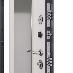 Дверь входная Mastino Home Eco правая букле графит - ларче белый с зеркалом 860х2050 мм - фото 3