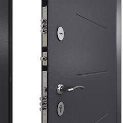 Дверь входная Mastino Home Eco правая букле графит - ларче белый с зеркалом 860х2050 мм - фото 2