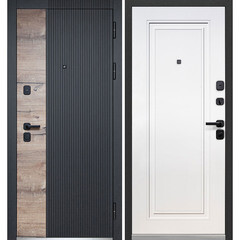Дверь входная Ferroni Luxor Вертикаль НЕО правая черный кварц - эмалит белый 960х2050 мм