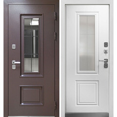 Изображение товара Дверь входная с терморазрывом Ferroni Luxor Termo 3 правая букле шоколад - эмалит белый со стеклопакетом 960х2050 мм