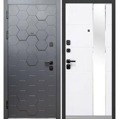 Дверь входная Ferroni Luxor ЗD левая графит - белый софт с зеркалом 860х2050 мм