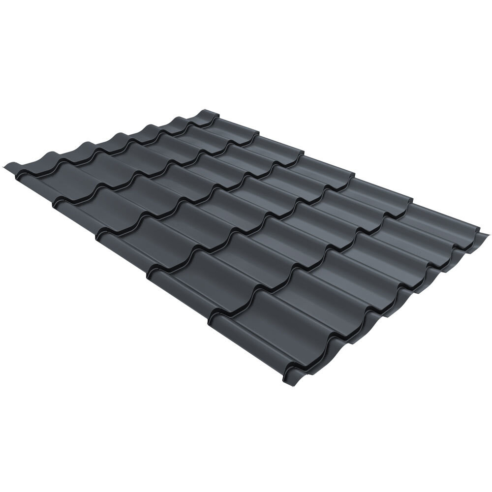 Изображение товара Металлочерепица Grand Line Классик графитово-серая 1,18х3,6 м 0,5 мм RAL 7024 satin