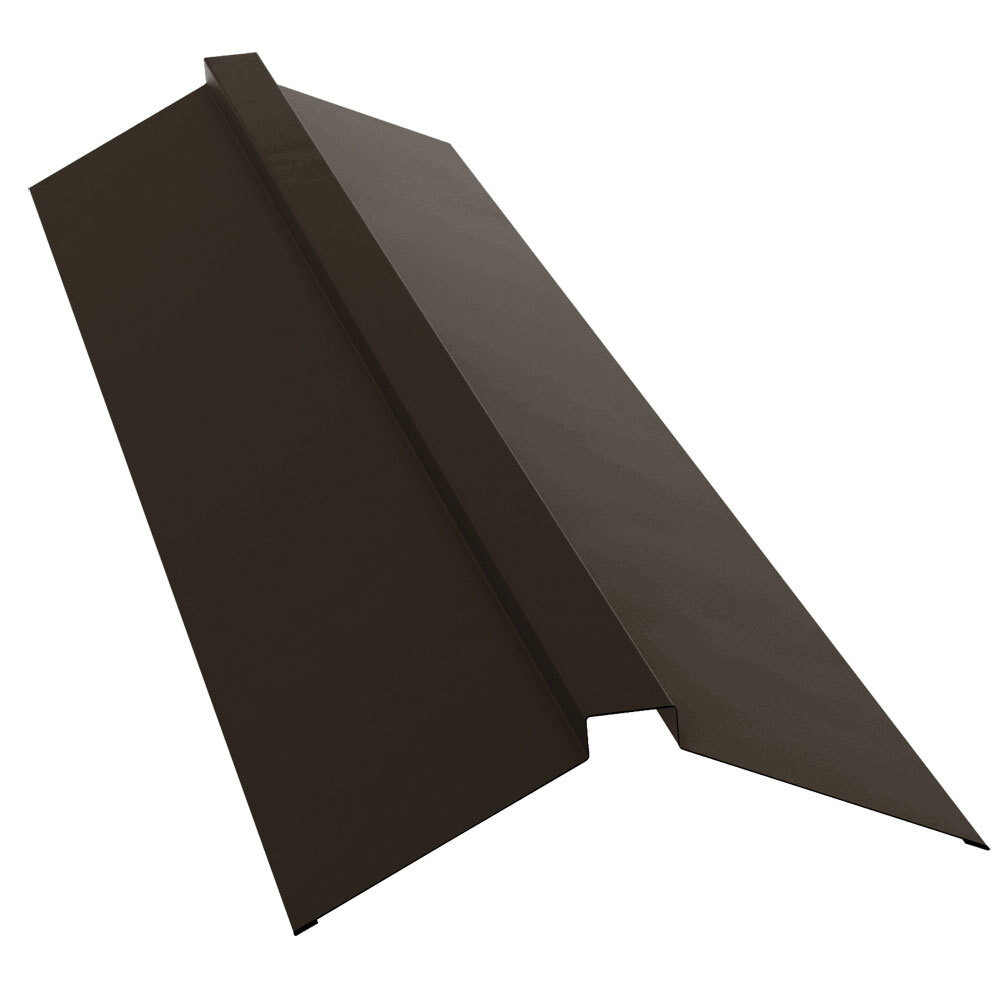 Изображение товара Конек для металлочерепицы 115х30х115 мм 2 м плоский с пазом темно-коричневый RR