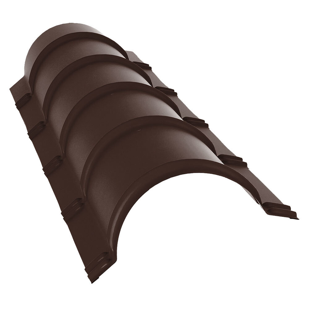 Изображение товара Конек для металлочерепицы 300х110 мм 2 м коричневый RAL 8017 глянцевый