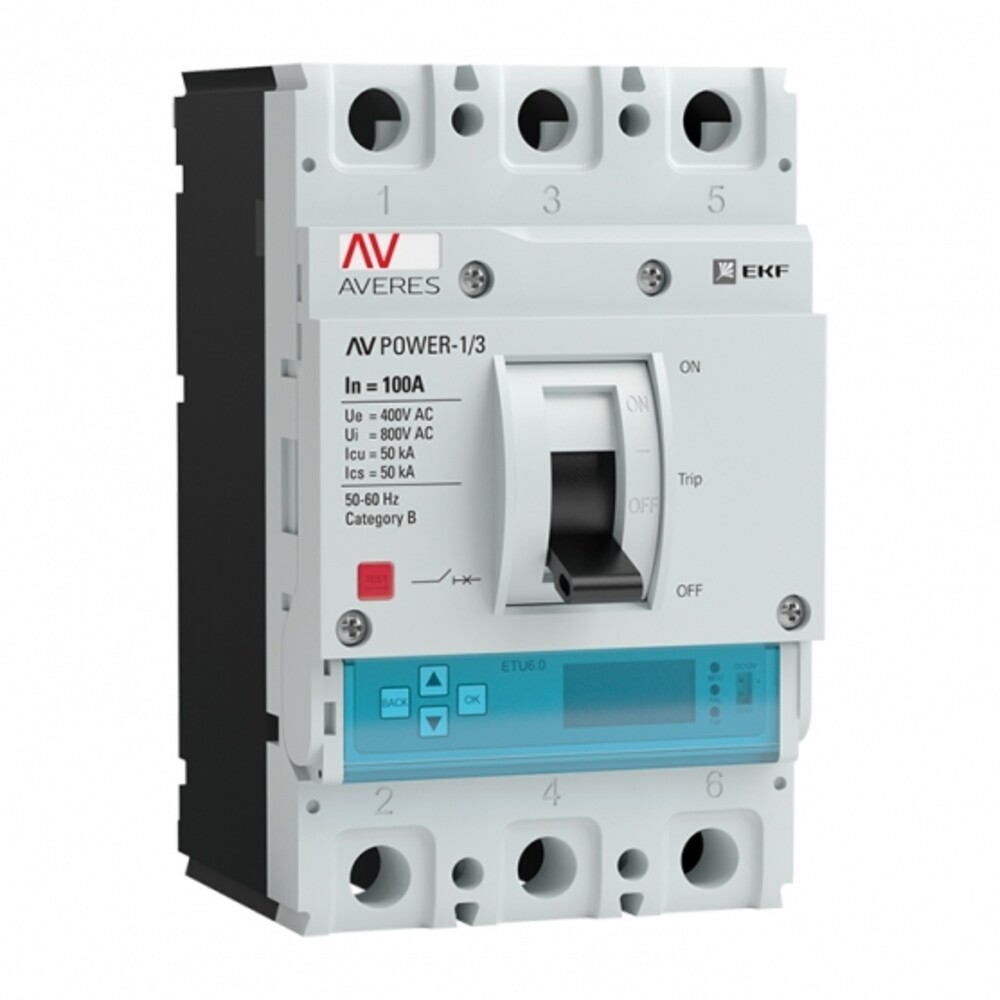 Изображение товара Автоматический выключатель EKF Averes Power-1/3 3P 100А 50 кА литой корпус
