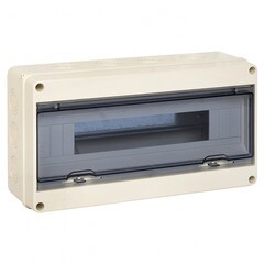 Изображение товара Щит распределительный навесной EKF PROxima ЩРН-ПГ-18 пластиковый IP65 199х366х106 мм 18 модулей прозрачная дверь слоновая кость