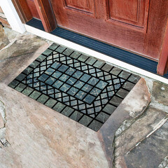 Коврик придверный противоскользящий Тауэр 45х75 см влаговпитывающий серый - фото 2