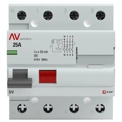 УЗО EKF Averes DV 25А 3P+N тип A 30 мА 10 кА (rccb-4-25-30-a-av) - фото 4