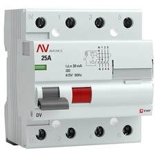 УЗО EKF Averes DV 25А 3P+N тип A 30 мА 10 кА (rccb-4-25-30-a-av)