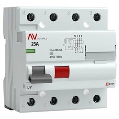 Изображение товара УЗО EKF Averes DV 25А 3P+N тип A 30 мА 10 кА (rccb-4-25-30-a-av)