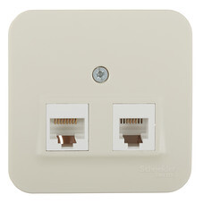 Розетка компьютерная/ телефонная Systeme Electric Blanca накладная бежевая RJ11/ RJ45 (BLNIA045117)
