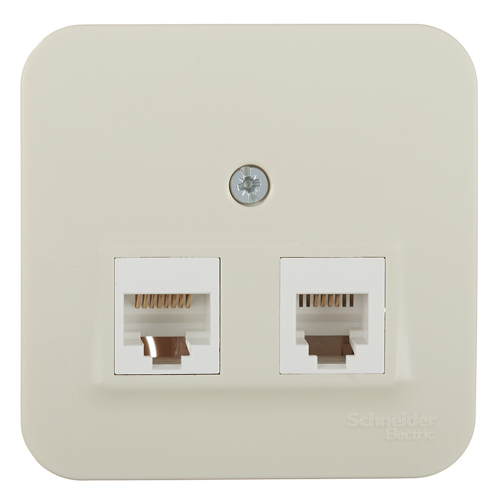 Изображение товара Розетка компьютерная и телефонная Systeme Electric Blanca накладная RJ11/RJ45