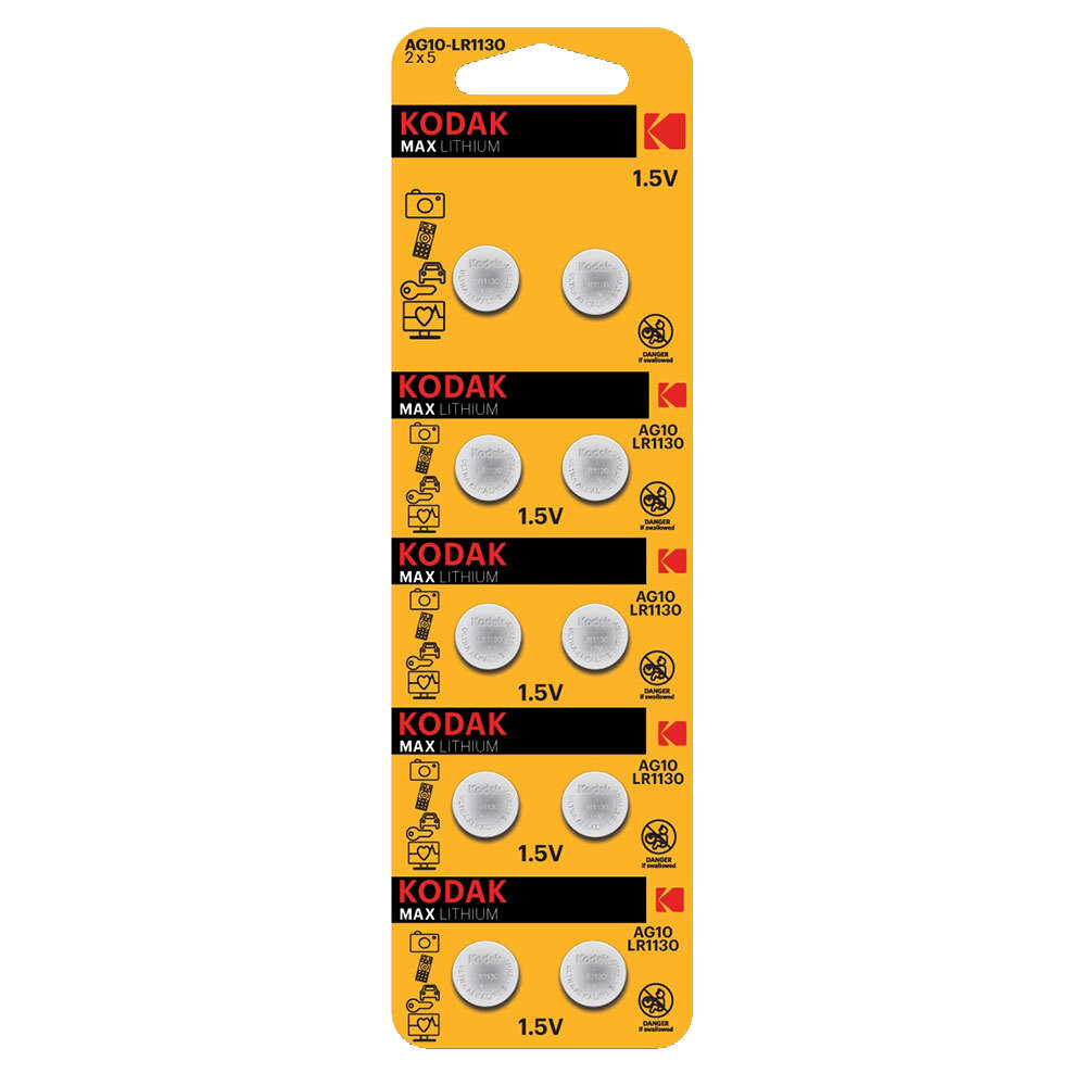 Изображение товара Батарейка Kodak Мax таблетка AG10 1,5 В (10 шт.) (Б0044715)