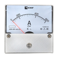 Амперметр аналоговый EKF PROxima AMA-801 80х80 мм IP20 600 А трансформаторное подключение на 5 модулей (ama-801-600) - фото 2