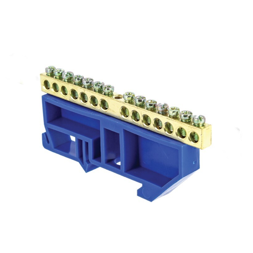 Изображение товара Шина нулевая EKF PROxima sn0-63-14-d 6х9 мм, синяя, 14 отверстий