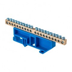 Шина нулевая на DIN-изоляторе EKF PROxima 6х9 мм 20 отверстий латунь синяя (20 шт.) (sn0-63-20-d) - фото 1