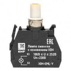 Лампа сменная EKF PROxima ХВ4 39х32х10 мм 230 В IP40 с основанием пластиковая желтая (XB4-EML-Y) - фото 6