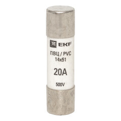 Вставка плавкая цилиндрическая EKF PROxima ПВЦ 20А 14х51 мм 500 В IP20 (10 шт.) (pvc-14х51-20) - фото 2