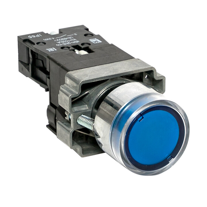 Изображение товара Кнопка плоская EKF PROxima BA61 230 В IP65 с подсветкой синяя