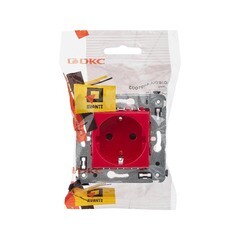 Розетка DKC Avanti встраиваемая красная с защитными шторками (2821537) - фото 3