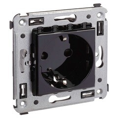 Розетка DKC Avanti встраиваемая черная с защитными шторками (306466) - фото 4