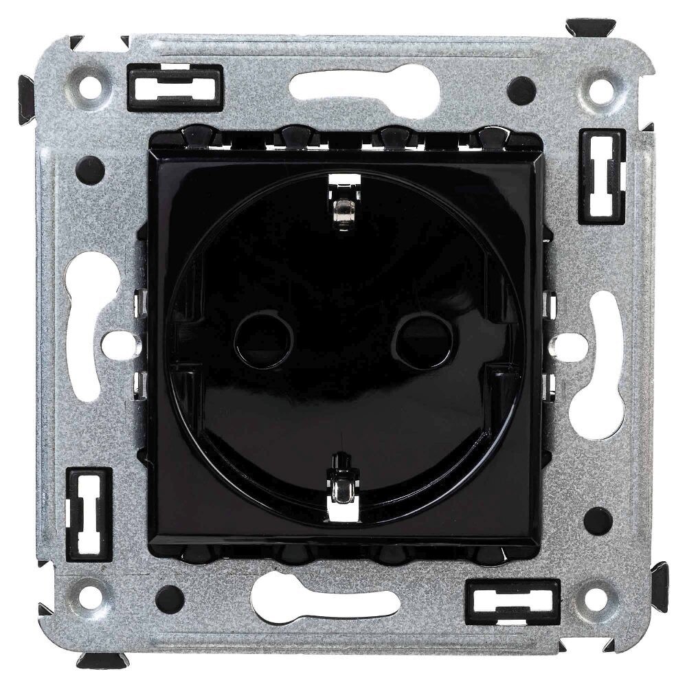 Розетка DKC Avanti встраиваемая черная с защитными шторками (306466)