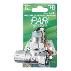 Клапан запорный угловой Far 1/2 НР(ш) х 1/2 ВР(г) для радиатора (FV 1200 12) - фото 2