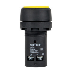Кнопка плоская EKF PROxima SW2C-11 230 В IP54 с фиксацией желтая (sw2c-11f-y) - фото 3