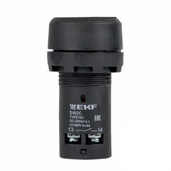 Кнопка плоская EKF PROxima SW2C-11 230 В IP54 с фиксацией черная (sw2c-11f) - фото 3