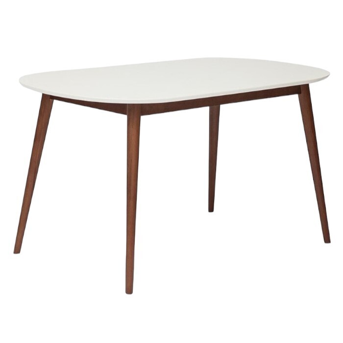 Изображение товара Кухонный овальный стол 1,4х0,8 м МДФ и массив бука белый коричневый