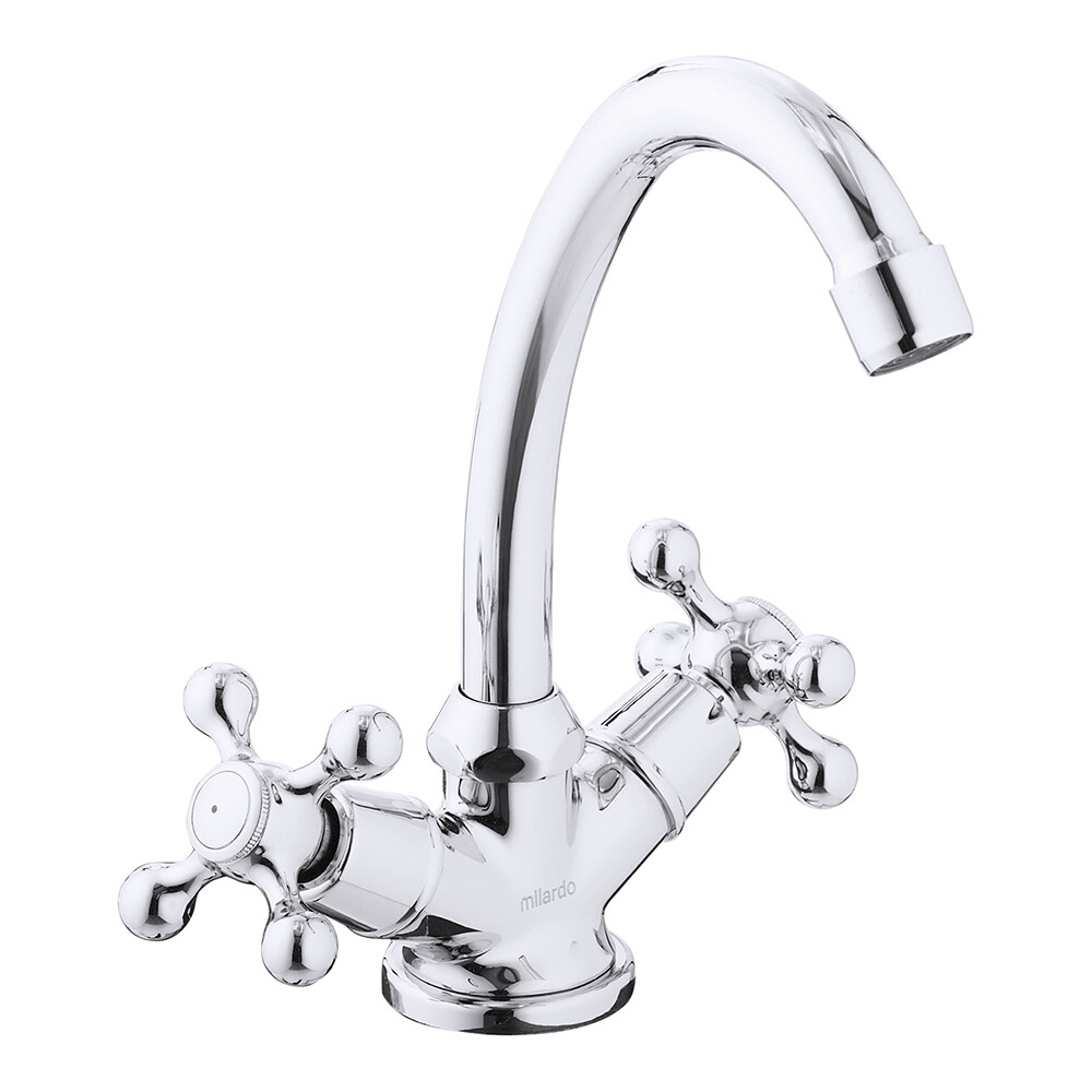 Изображение товара Смеситель для раковины Milardo Duplex двухвентильный с поворотным изливом хром (DUPSB00M01) Изображение товара Смеситель для раковины Milardo Duplex двухвентильный с поворотным изливом хром (DUPSB00M01)