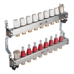 Коллекторная группа с расходомерами нержавеющая сталь Valtec 1 ВР(г) х 8 выходов 3/4 НР(ш) ЕК х 1 ВР(г) - фото 5